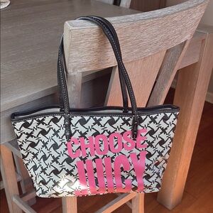 Juicy Couture Black and Pink Geometric Totes
